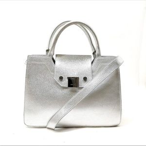 Authentic Jimmy Choo silver Lockett Crossbody bag